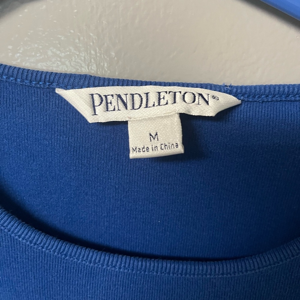 Pendleton Royal Solid Blue Long Sleeved Shirt Top… - image 2